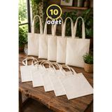 A8 Kurumsal Hizmetler 10 Adet, 220 gr Kalın, 35x40 cm, Premium Kanvas Ham Bez Çanta – Boyama, Punch ve Nakış İçin Doğal Kumaş Tote Çanta