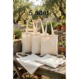 A8 Kurumsal Hizmetler 220 gr Kalın, 35x40 cm, Premium Kanvas Ham Bez Çanta 5’li Set – Boyama, Punch ve Nakış İçin Doğal Kumaş Tote Çanta