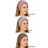 A8 Kurumsal Hizmetler 3'lü Silikonlu Kaymaz Bandana Seti - Sütlü Kahve, Vizon, Koyu Pudra | Viskon Likralı Hazır Bandana | Kadın Saç Bandı & Tesettür İç Bone