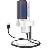 A9W USB Rgb LED Işıklı Masaüstü Mikrofon, Beyaz