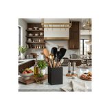 AA AHŞAP Lüks Siyah Mutfak Tezgah Üstü Kaşıklık & Düzenleyici Modern Kare Kepçelik Organizer