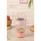 A&A Hobbit Pudra Pembe 650 ml Kaşık Ve Çatallı Yemek Taşıma Ve Saklama Kabı Yoğurt Müsli Kabı
