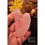 Aa Kalite Doğal Taş Heart Gua Sha Bakım ve Masaj Taşı - Pembe