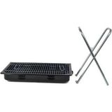 A&A Orta Boy Premium Seri Kalın Emaye Mangal Katlanır Ayaklı 1. Sınıf Paslanmaz Barbekü Mangal 57 x 32CM - Siyah