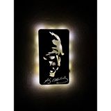 Aa Pilli Ledli Imzalı Atatürk Süliet Tablosu, Ahşap Tablo, Atatürk Imzalı Portre, Duvar Dekorasyonu - 55 x 30