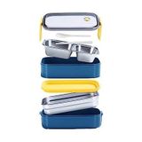 Aa Plastik 57855210125700580184975 1400Ml Lunchbox İki Katlı 2 Bölmeli Çelik Sefer Tası Yemek Kutusu Lacivert-Sarı Bakır