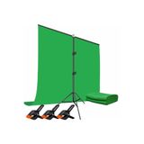 AA Plus Green Screen Greenbox Yeşil Fon Perde (1.5X2 Metre) + Tek Ayaklı Fon Standı + 3 Mandal Yeşil