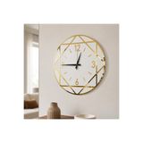 AA Shop 45 cm Geometrik Desenli Aynalı Gold Pleksi Duvar Saati, Sessiz Akar Mekanizmalı Modern Dekoratif MDF Saat
