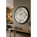 AA Shop 50 cm Ahşap Siyah Beyaz Renk Yuvarlak Duvar Saati Sessiz Mekanizma ile Minimalist Tasarım