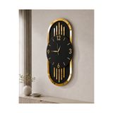 AA Shop 70cm Modern Oval Aynalı Pleksi Duvar Saati Sessiz Mekanizmalı Gold-Gri Salon Dekoru