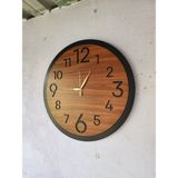 AA Shop Ahşap Ceviz Mobilya Renk Sade Sayılı Hediyelik Sessiz Duvar Saati 50CM - Ceviz - Siyah - 50 x 50 cm