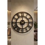 Aa Shop Ahşap Dekoratif Sade Roma Rakamlı Duvar Saati 50 CM Siyah