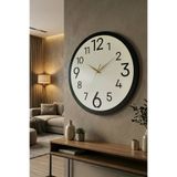 AA Shop Ahşap Siyah Beyaz Renk Sade Sayılı Yılbaşı Hediyelik Sessiz Duvar Saati 50cm