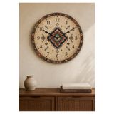 AA Shop Anadolu Motifli Baskılı Duvar Saati Etnik Kilim Desenli Sessiz Dekoratif Baskılı Ahşap Saat 802