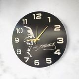 AA Shop Atatürk Imza Ahşap Siyah Renk Sade Sayılı Hediyelik Sessiz Duvar Saati 50 cm