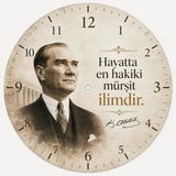 AA Shop Atatürk Temalı Baskılı Dekoratif Baskılı Ahşap Duvar Saati Sessiz Akar Mekanizmalı 812