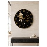 AA Shop Atatürk Temalı Baskılı Dekoratif Baskılı Ahşap Duvar Saati Sessiz Akar Mekanizmalı 814