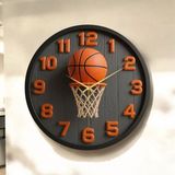 AA Shop Basketbol Top Pota Renkli Baskı Desenli Sayılı Hediyelik Ahşap Sessiz Tablo Duvar Saati