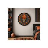 AA Shop Basketbol Top Pota Renkli Baskı Desenli Sayılı Yılbaşı Hediyelik Ahşap Sessiz Tablo Duvar Saati