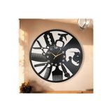 AA Shop Berber Kuaför Ahşap Siyah Renk Sade Sayılı Yılbaşı Hediyelik Sessiz Duvar Saati 50cm