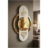 AA Shop Beyaz Renk Gold Altın Sayılı Yılbaşı Hediyelik Ahşap Dekoratif Sessiz Büyük Boy Duvar Saati 70CM