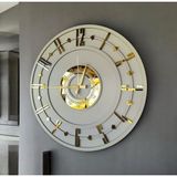 AA Shop Beyaz Renk Gold Sayılı Ahşap Dekoratif Duvar Saati 45CM Modern Yuvarlak Tasarım Sessiz Mekanizma
