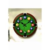 AA Shop Bilardo Oyun Salon Renkli Baskı Desenli Sayılı Hediyelik Ahşap Sessiz Tablo Duvar Saati 617