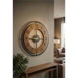 Aa Shop Desenli Sessiz Duvar Saati 50 CM Ahşap - Ceviz - Siyah Siyah Ceviz