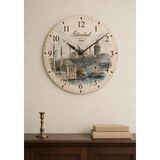 AA Shop İstanbul Türkiye Şehir Manzaraları Desenli Dekoratif Baskılı Ahşap Duvar Saati 45 cm Sessiz Akar Mekanizma 898