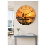 AA Shop Kız Kulesi Türkiye Şehir Manzaraları Desenli Dekoratif Baskılı Ahşap Duvar Saati 45 cm Sessiz Akar Mekanizma 891