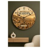 AA Shop Mardin Türkiye Şehir Manzaraları Desenli Dekoratif Baskılı Ahşap Duvar Saati 45 cm Sessiz Akar Mekanizma 893