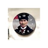 AA Shop Renkli Baskı Atatürk Desenli Sayılı Öğretmen Yılbaşı Hediyelik Ahşap Sessiz Tablo Duvar Saati 45cm