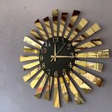 AA Shop Siyah Gold Aynalı Pleksi Piyano Model Sayılı Ev Hediyelik Duvar Saati - Siyah - Gold - 50 x 50 cm