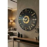 AA Shop Siyah Renk Gold Sayılı Hediyelik Ahşap Dekoratif Farklı Desenli Ev Hediyelik Duvar Saati 45CM
