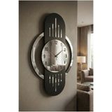 AA Shop Siyah Renk Gümüş Aynalı Sayılı Hediyelik Ahşap Dekoratif Sessiz Büyük Boy Tablo Duvar Saati 70cm
