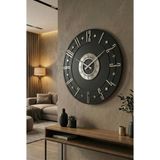 AA Shop Siyah Renk Gümüş Sayılı Hediyelik Ahşap Dekoratif Farklı Desenli Ev Hediyelik Duvar Saati 45CM