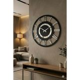 AA Shop Siyah Renk Gümüş Sayılı Hediyelik Ahşap Dekoratif Farklı Desenli Ev Hediyelik Duvar Saati 50CM