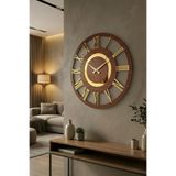 AA Shop Siyah Ve Ceviz Renk Gold Sayılı Yılbaşı Hediyelik Ahşap Dekoratif Farklı Desenli Ev Duvar Saati 50cm