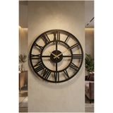 AA Shop Siyah Yılbaşı Hediyelik Ahşap Dekoratif Sade Roma Rakamlı Duvar Saati 50cm