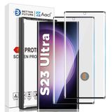 AACL Samsung Galaxy S23 Ultra Ekran Koruyucu Temperli Cam, S23 Ultra 5G için 3D Kavisli Cam, 6.8 İnç [Parmak İzi Kilidi] [Çizilmez] [Kılıf Dostu] [2 Paket]