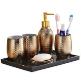 AAPIE Banyo Aksesuarları 6 Parça Reçine Banyo Aksesuar Setleri, Losyon şişesi, diş fırçası tutucu, gargara kabı, sabunluk, büyük tepsi Dekor Banyo Yıkama Seti Sabunluk