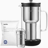 Aarke Arıtıcı Cam ve Paslanmaz Çelik Su Filtresi Sürahisi 2.4l + Saf Filtre Granülleri - Gümüş - 2 lt