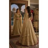 Aashiv's Collection Gelinlik Hint Lehenga Choli Takımı Altın İşlemeli ALTIN Tek Ebat