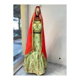 Aashiv's Collection Hint Elbisesi Kına Elbisesi AÇIK YEŞİL, Tek Ebat