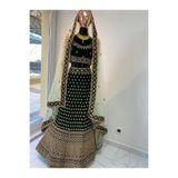 Aashiv's Collection Hint Elbisesi Kına Elbisesi KOYU YEŞİL Tek Ebat