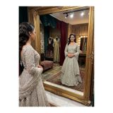 Aashiv's Collection Hint Lehenga Choli Gelinlik Takımı Beyaz İşlemeli Beyaz Tek Ebat