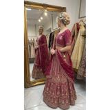 Aashiv's Collection İşlemeli Hint Lehenga Choli Gelinlik Takımı Kırmızı İşlemeli Kırmızı Tek Ebat