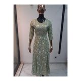Aashiv's Collection Kadın Pamuklu Hint Elbisesi yeşil L