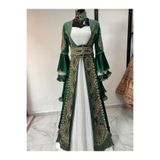 Aashiv's Collection Kına Elbisesi Bindallı Kaftan koyu yeşil Tek Ebat