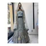 Aashiv's Collection Kına Elbisesi - Hint Elbisesi - Kaftan - Lehenga açık mavi S